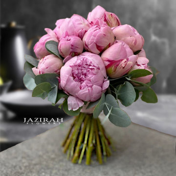 Elegant Pink Peony Bridal Bouquet – Fresh Hand-Tied Wedding Flowers