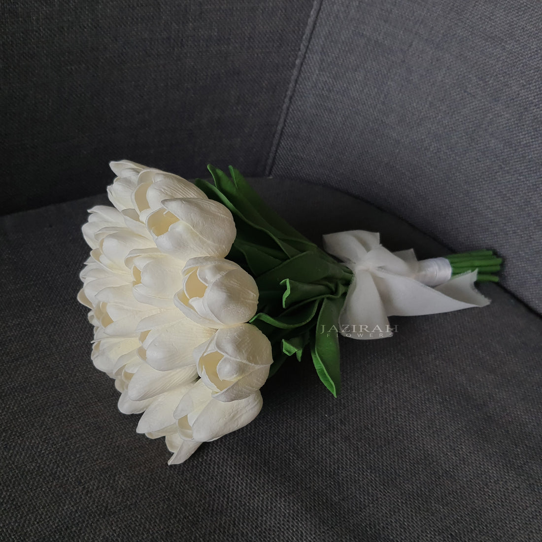Artificial White Tulips Bridal Bouquet – Elegant Handmade Wedding Flowers
