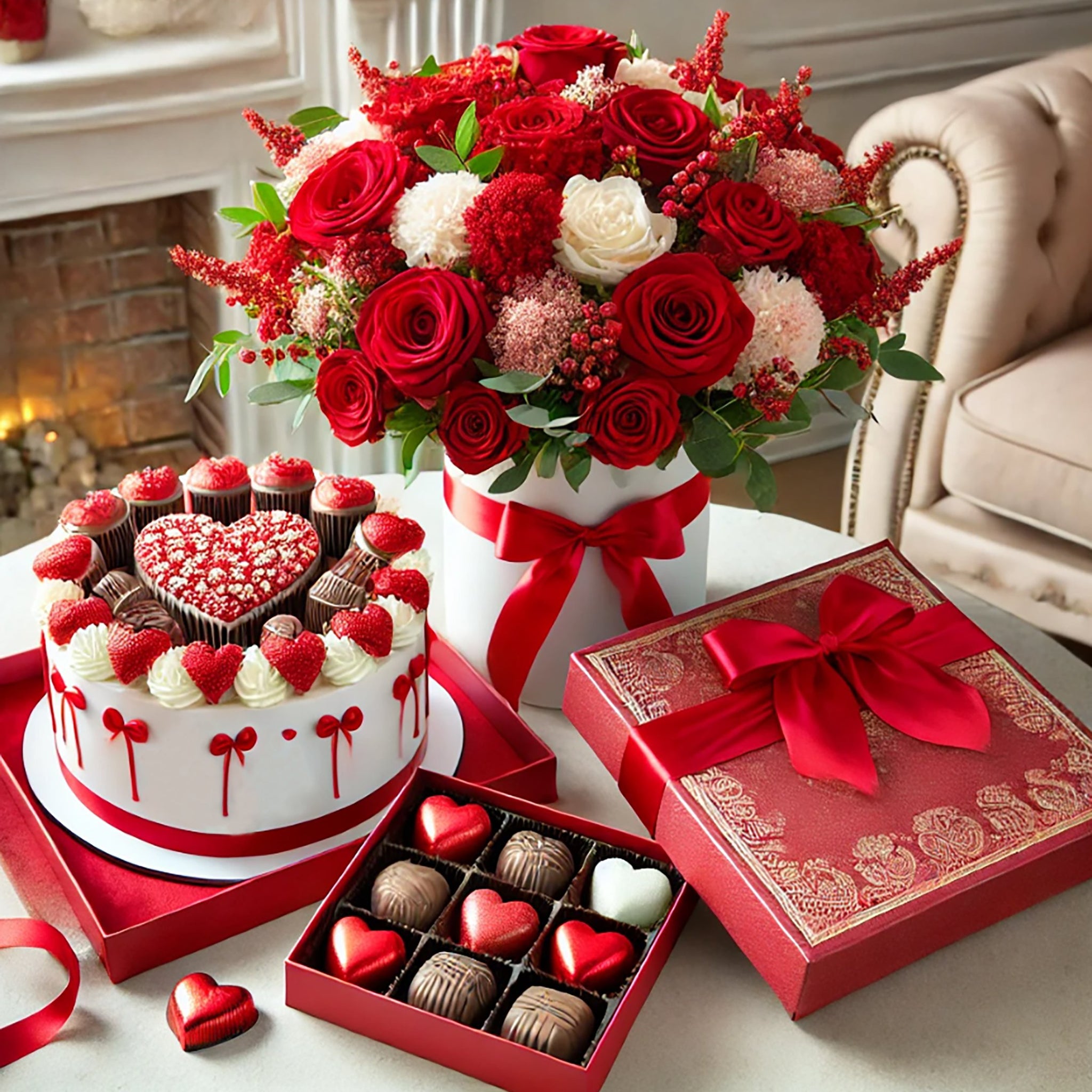 Flowers cake and chocolate