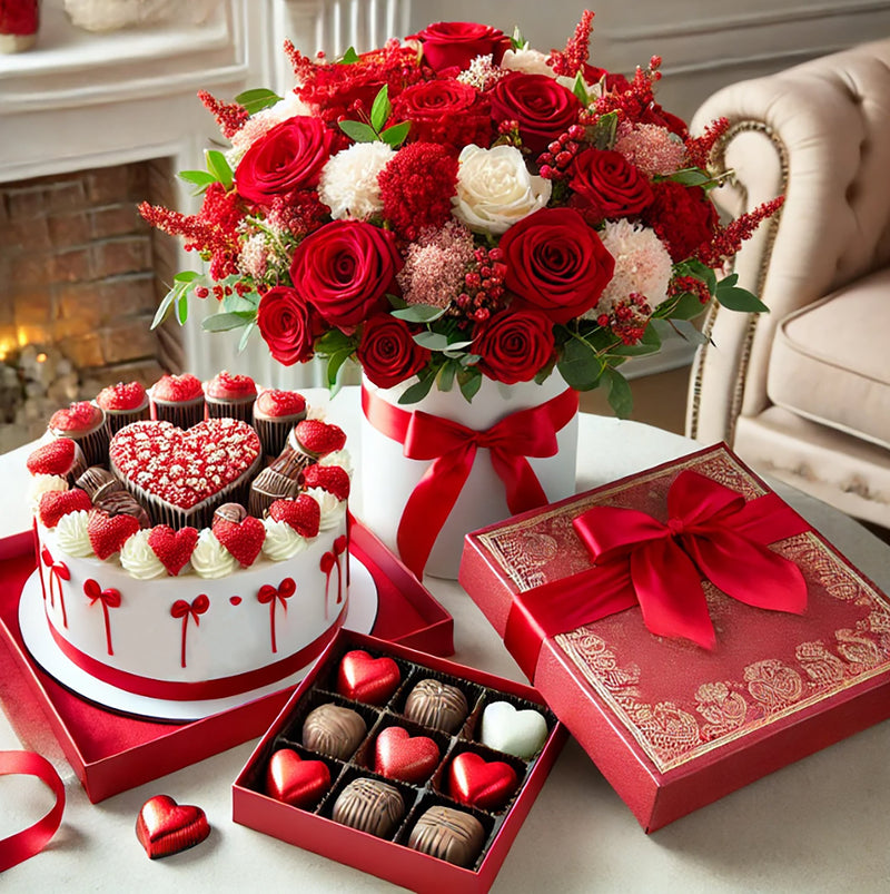 Flowers cake and chocolate