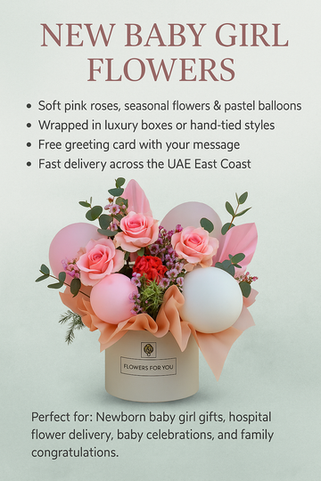 New baby girl born flowers bouquet