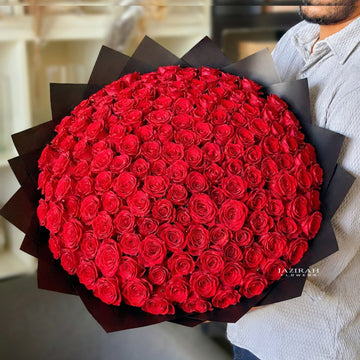 200 Red Roses Luxury Round Bouquet – Premium Romantic Flower Arrangement | Same Day Delivery UAE