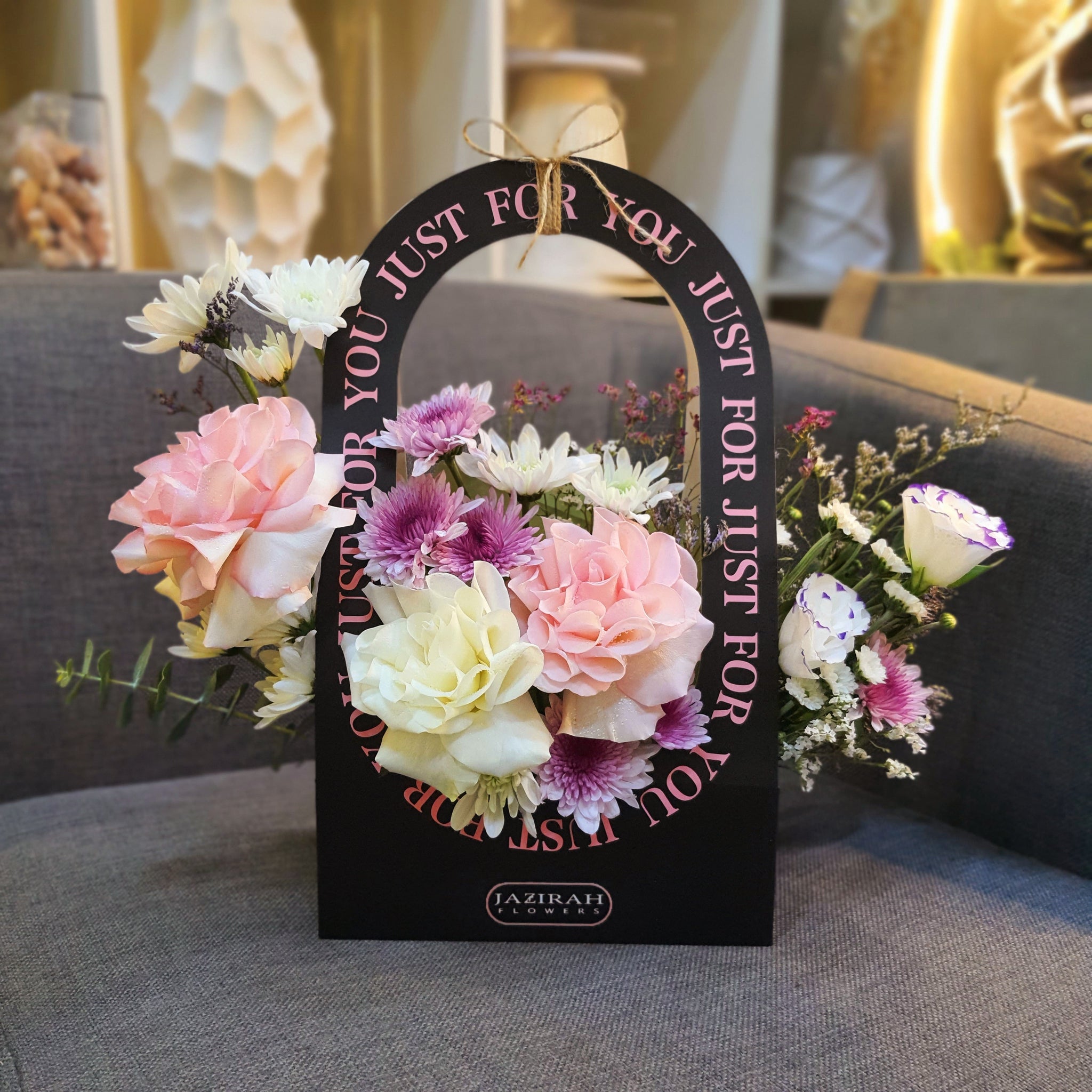 Just For You" Floral Box - Elegant Mixed Flower Arrangement by Jazirah Flowers