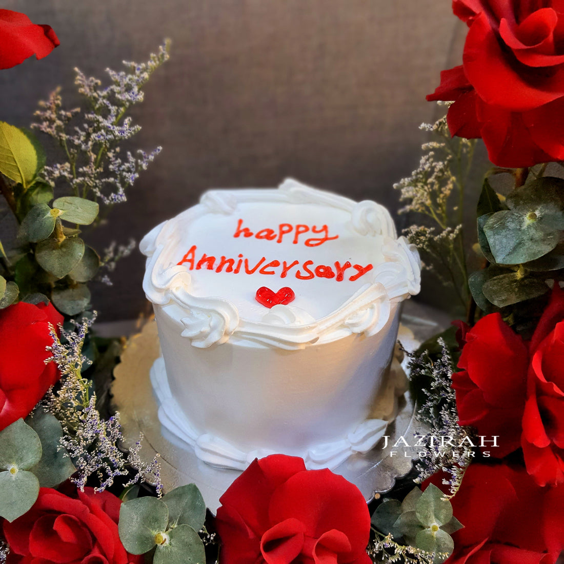 Luxury Red Roses & Cake Leather Gift Box | The Ultimate Celebration Gift