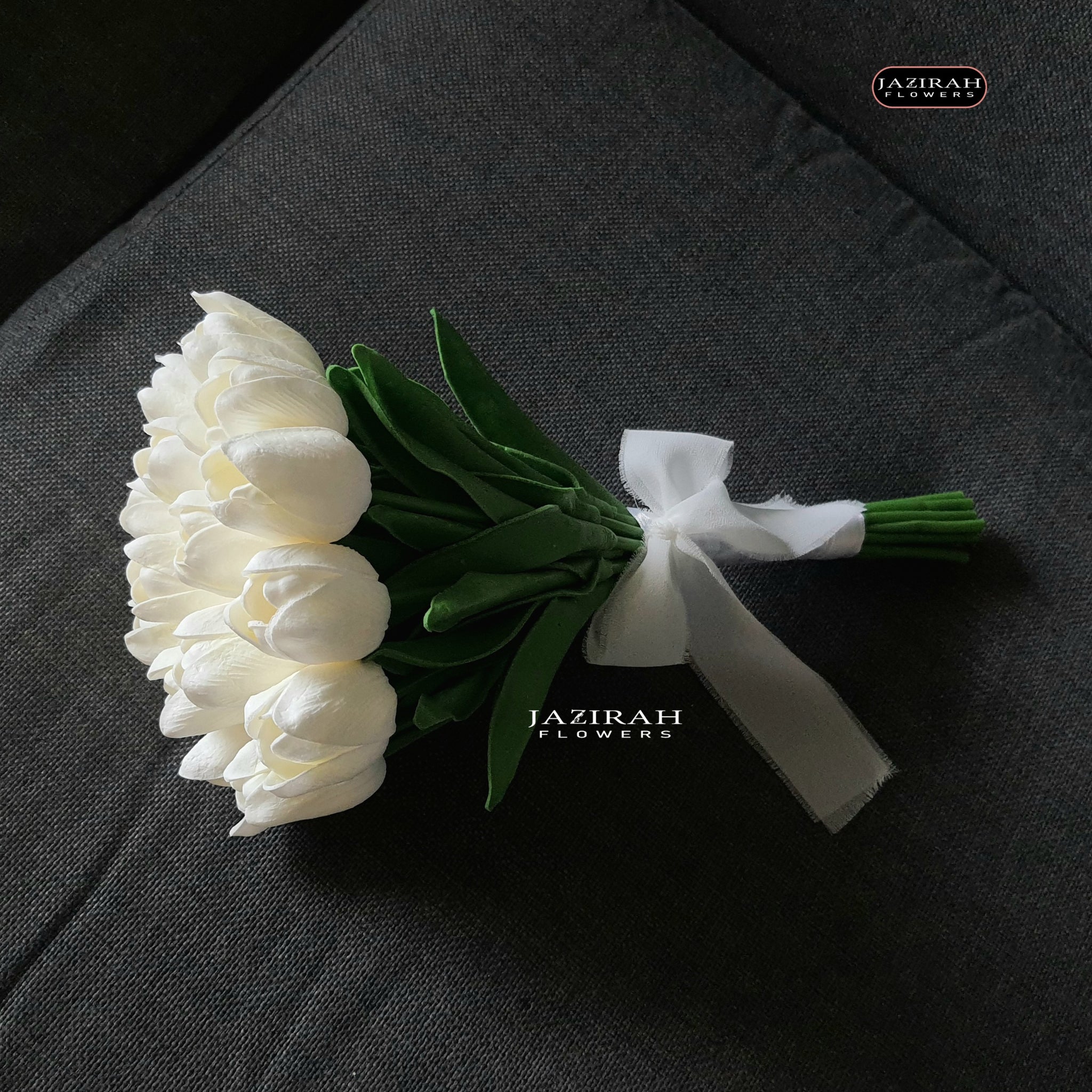 Artificial White Tulips Bridal Bouquet – Elegant Handmade Wedding Flowers