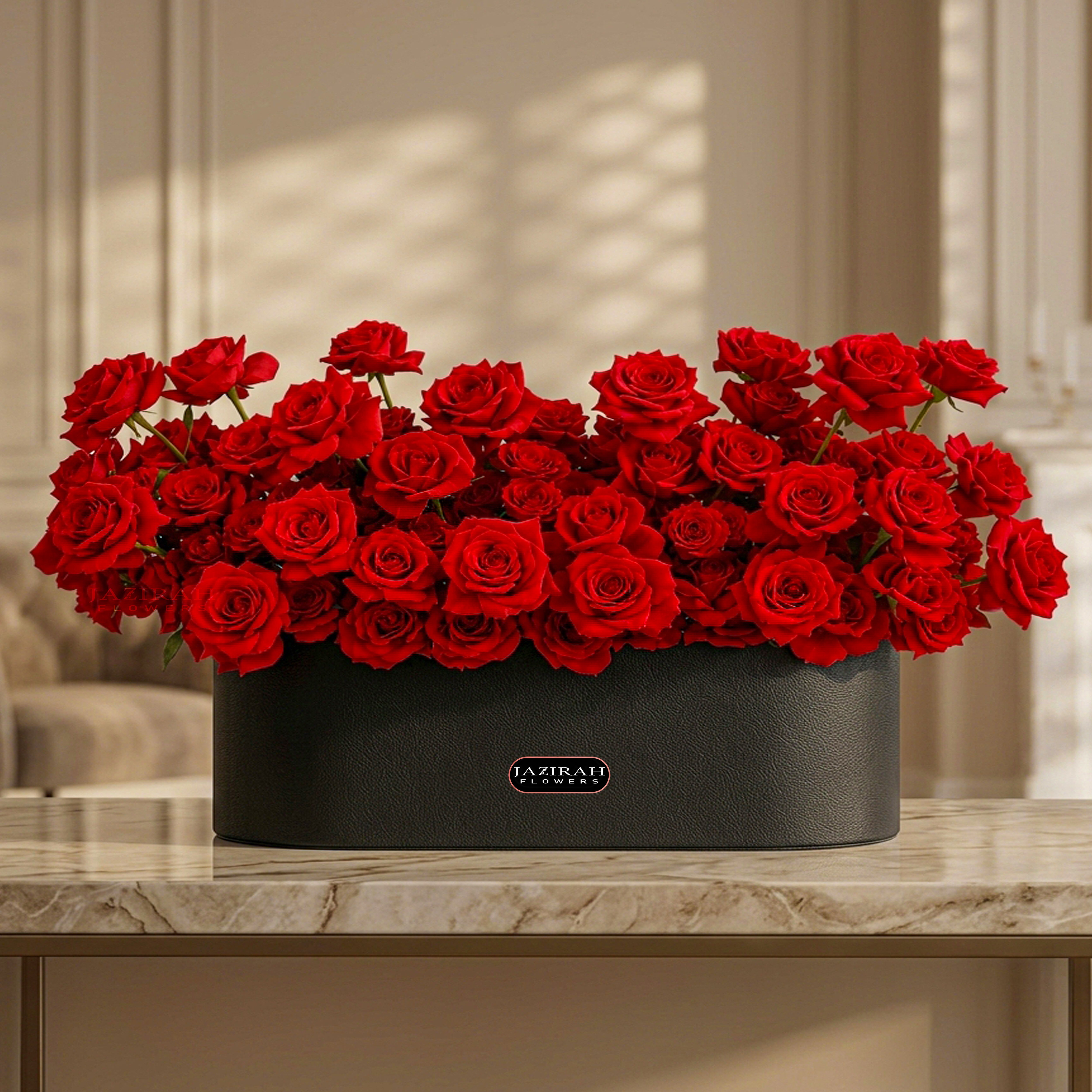 Luxury Red Rose Arrangement in Leather Box