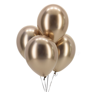 Gold Chrome Balloons 4 Pcs with helium gas