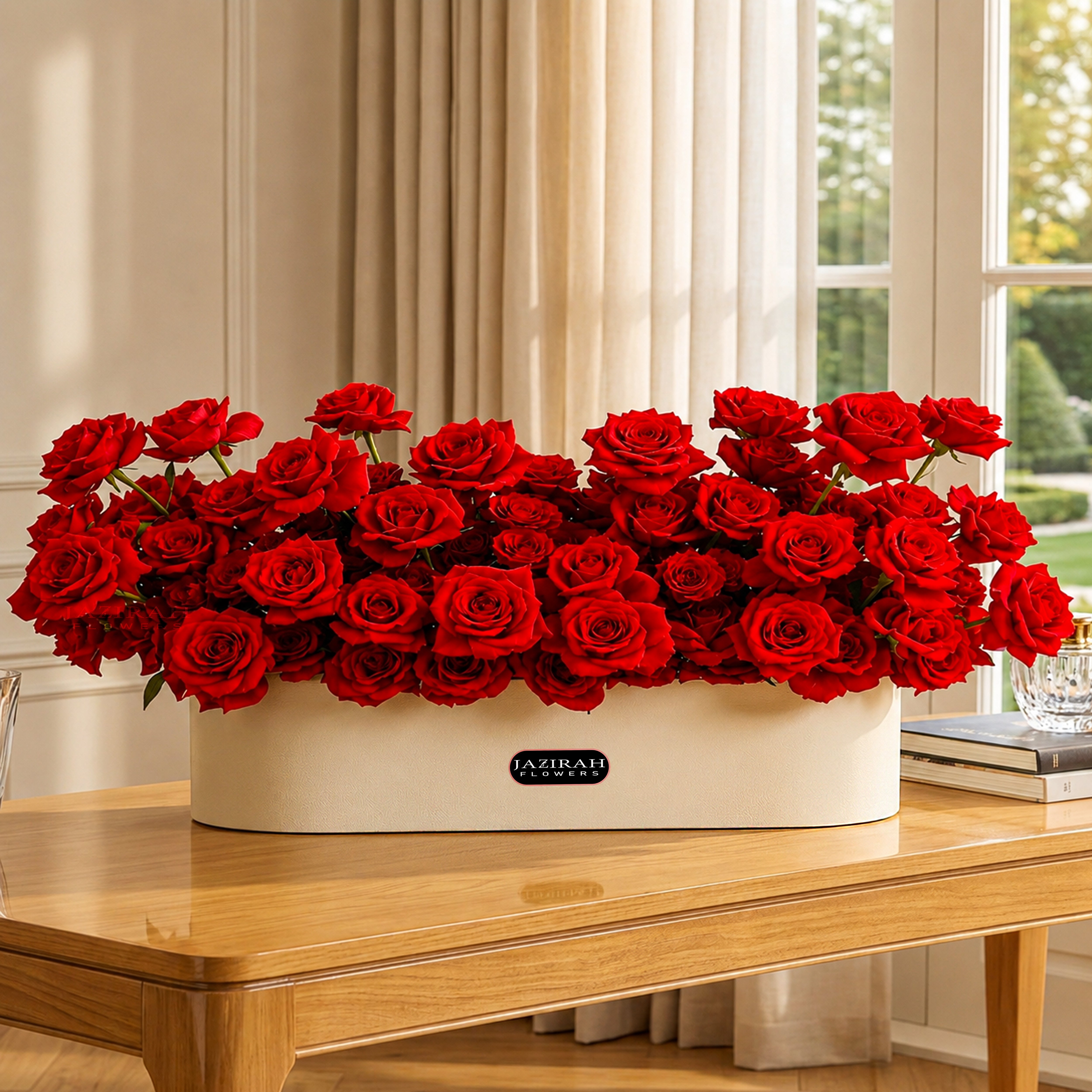 Luxury XXL Red Roses in Premium Leather Box – Grand Flower Arrangement