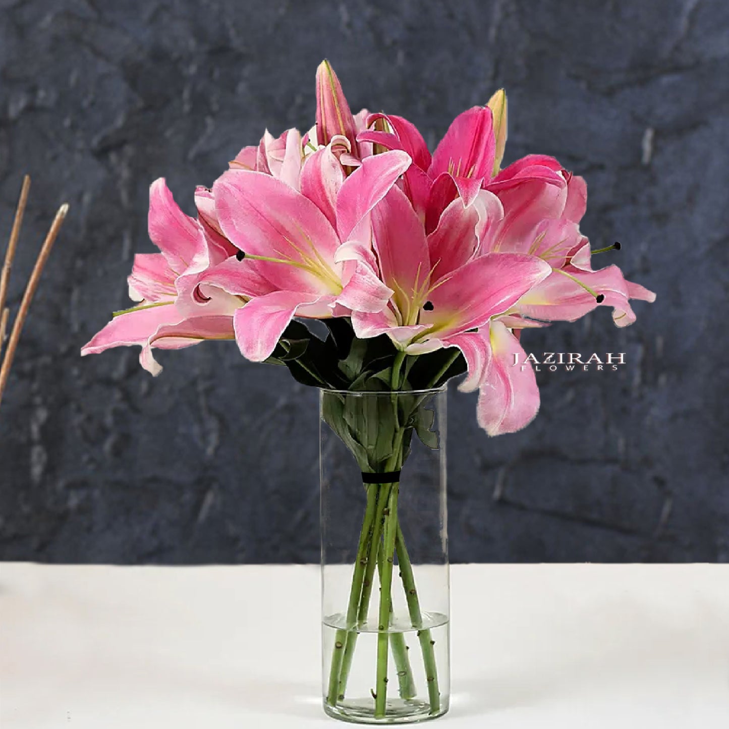 Elegant Pink Lilies Bouquet – With or Without Vase