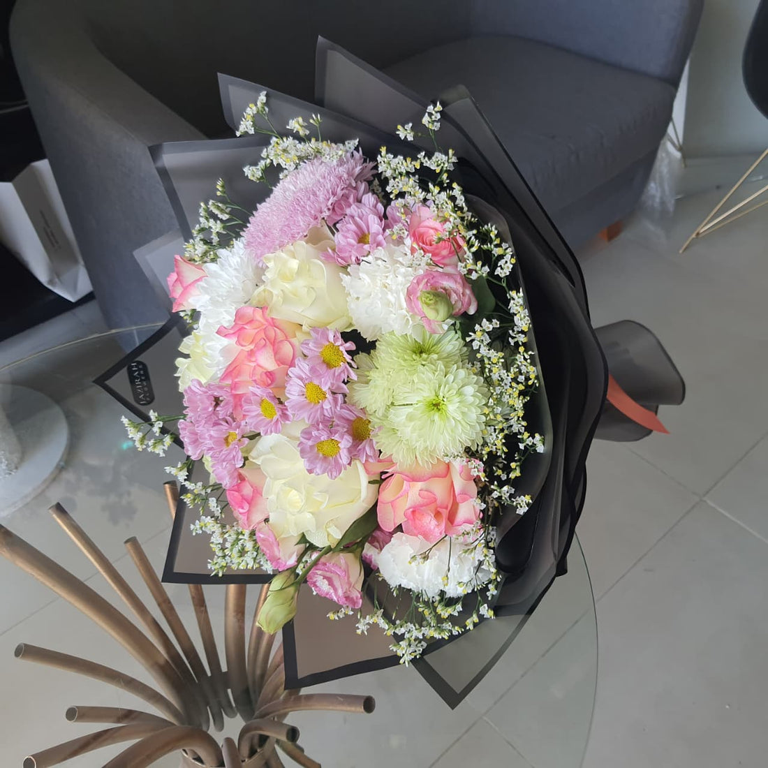Pastel Mix Fresh Flower Bouquet | Elegant Roses & Chrysanthemums