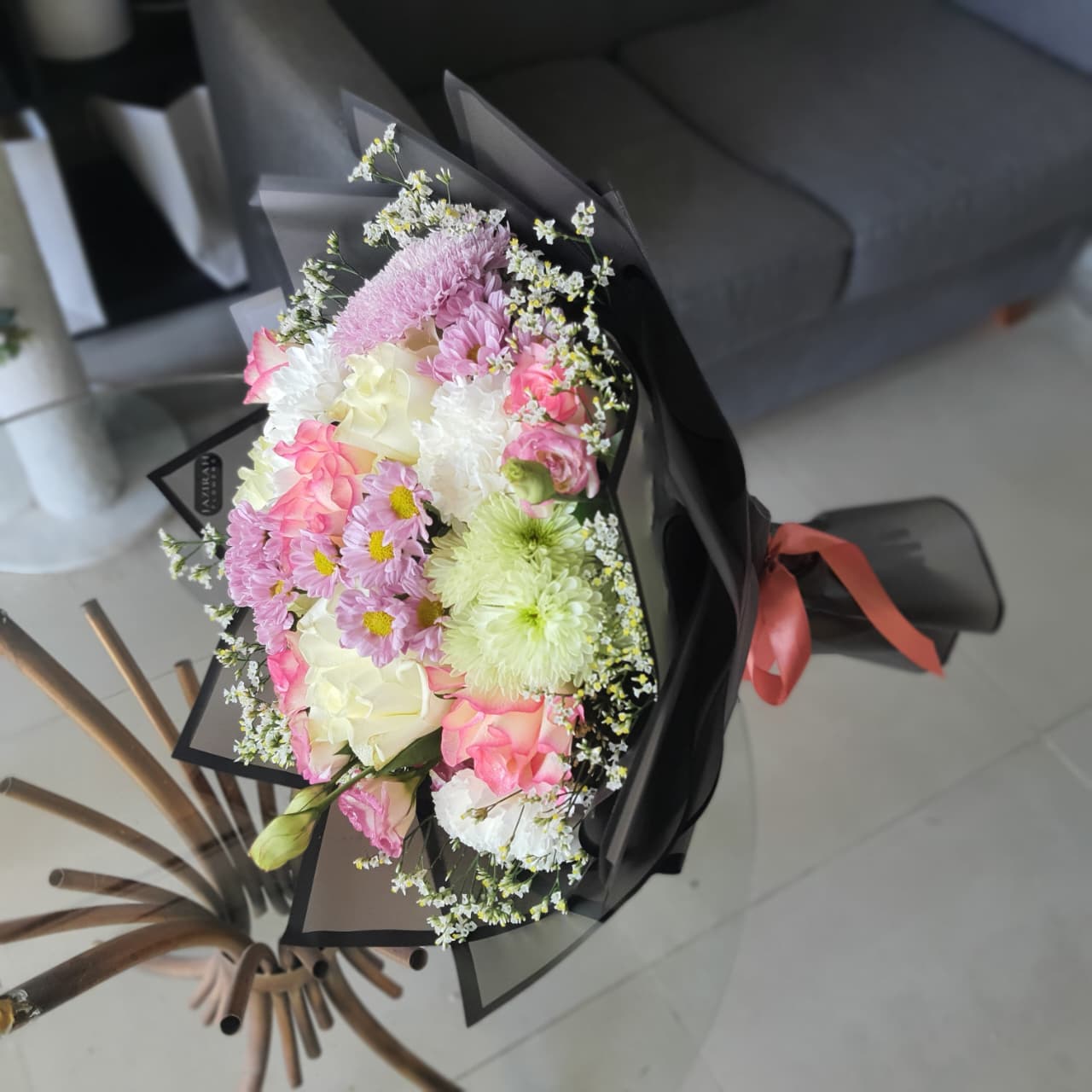 Pastel Mix Fresh Flower Bouquet | Elegant Roses & Chrysanthemums