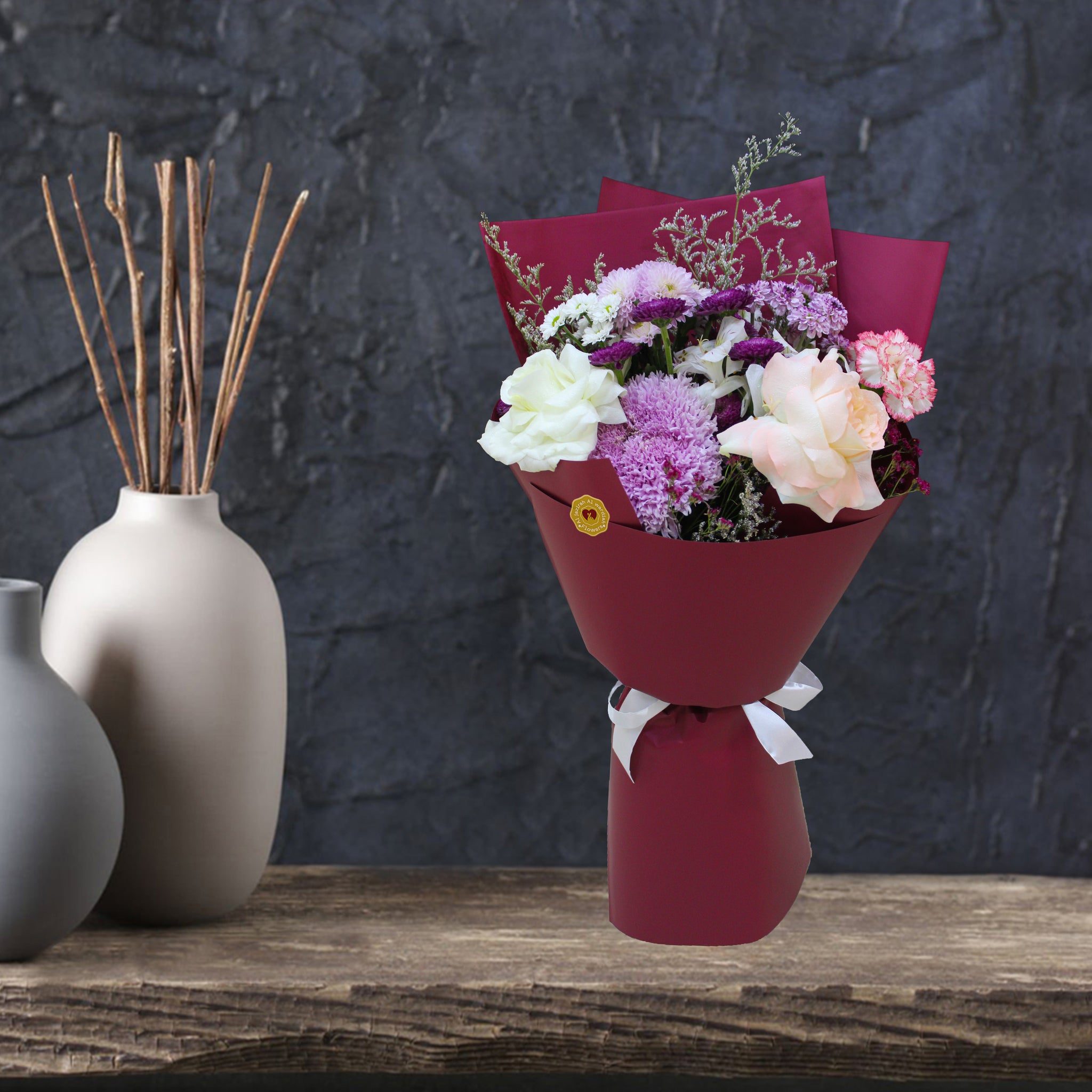 mixed flowers bouquet, Fresh flower, Flower arrangement and wrapping