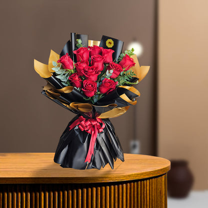 Fresh flowers bouquet, red roses bouquet