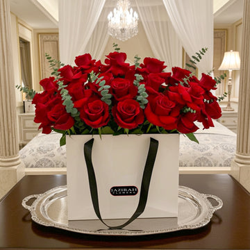 Luxury Red Roses Bag Arrangement | Fresh Roses Delivery in Kalba & Fujairah