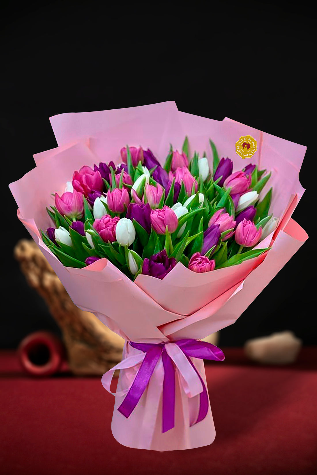 Mix tulips wrapping Bouquet - Jazirah Flowers