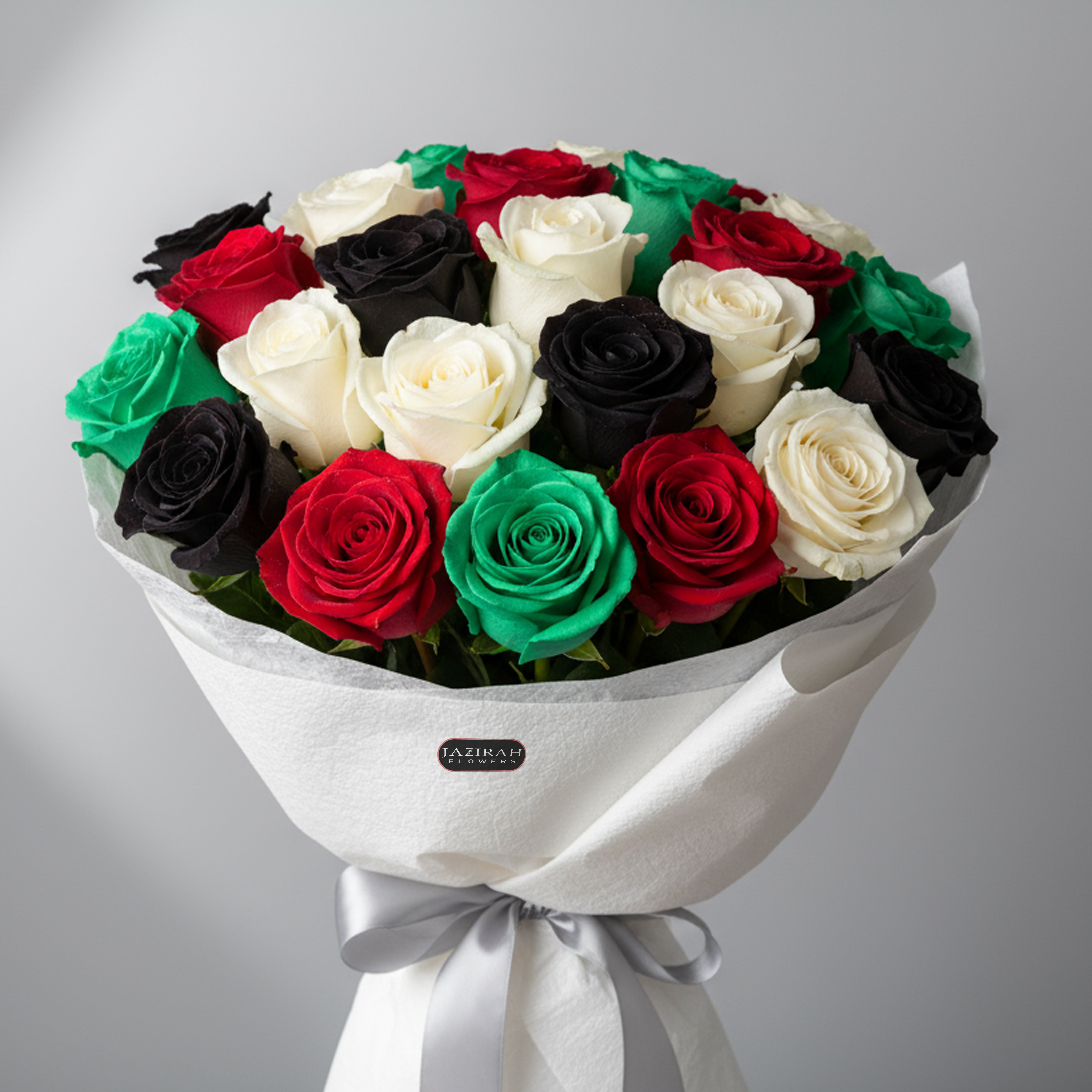 UAE National Day Roses Bouquet | Patriotic Red, White, Black & Green Roses 🇦🇪