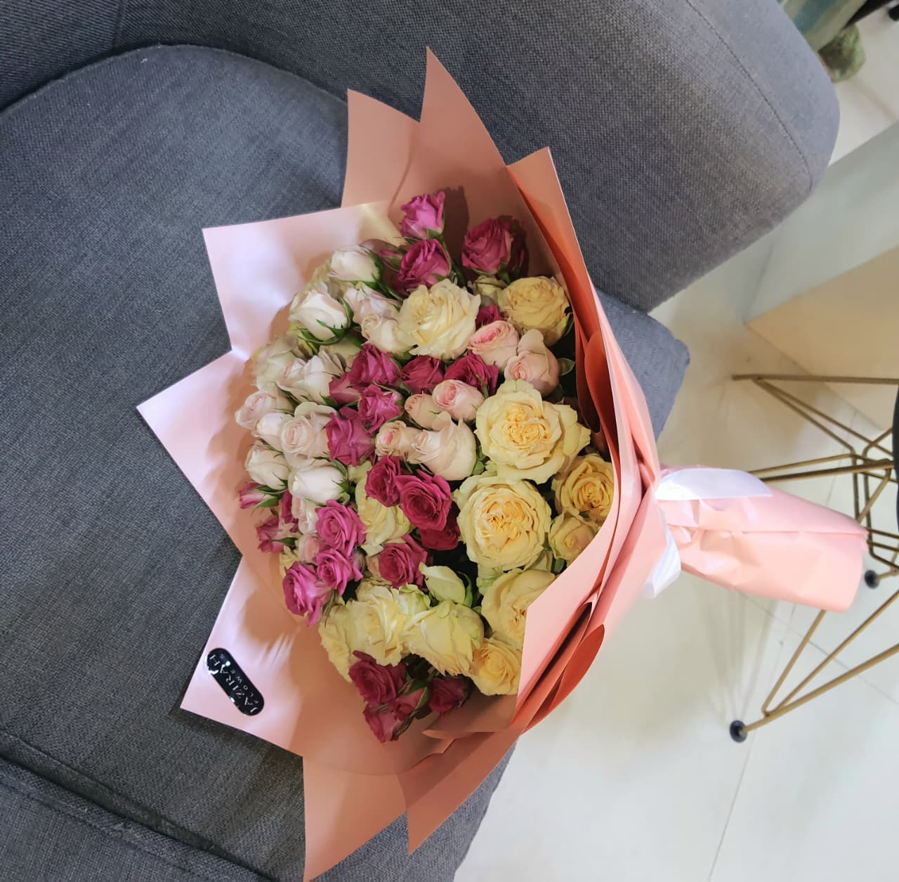 Spray Rose Bouquet – Light Pink, Dark Pink & Peach – Handmade Fresh Flower Gift for All Occasions