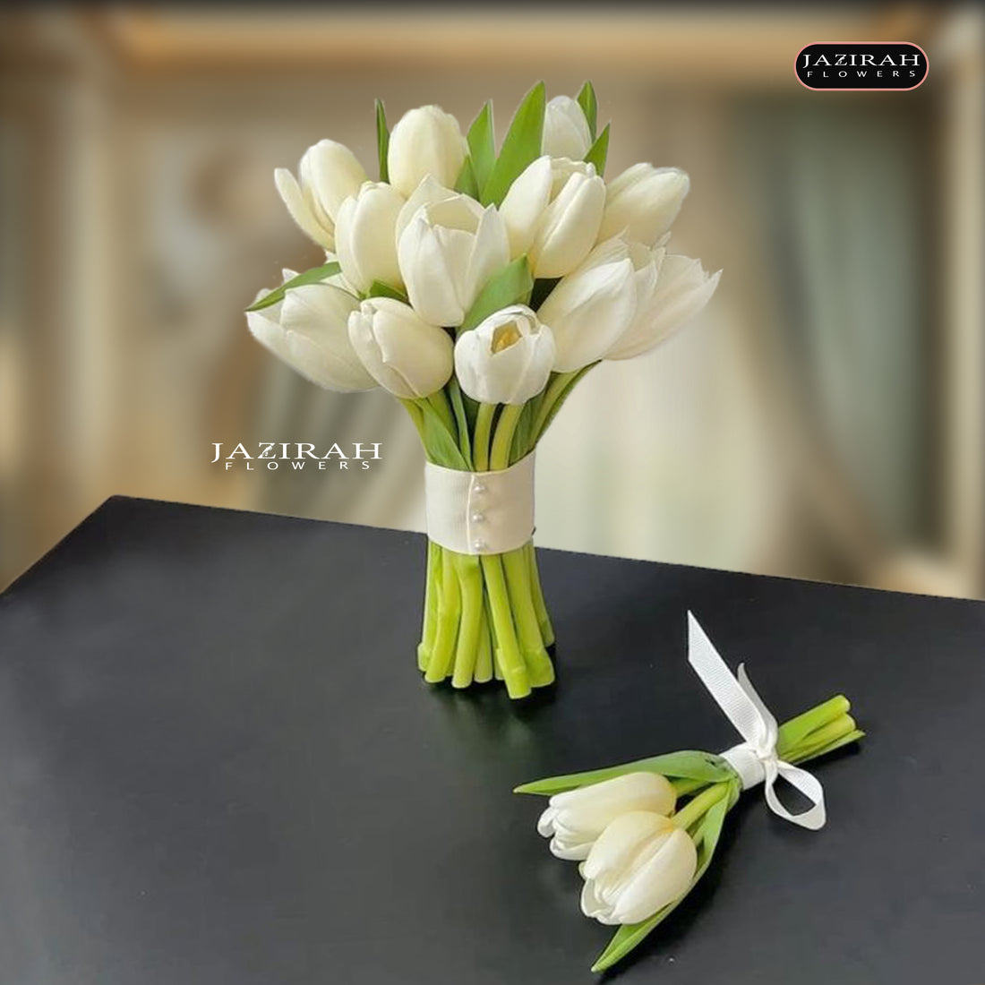 Fresh White Tulip Bridal Bouquet – Elegant Wedding Flowers UAE