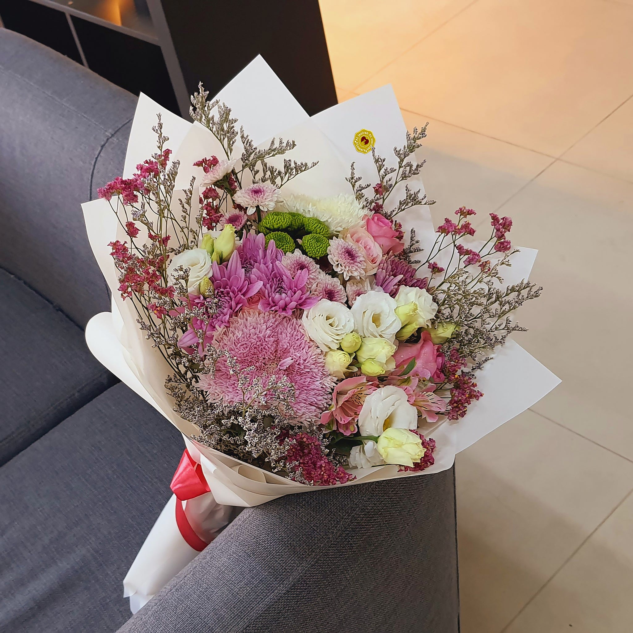 Elegant Mixed Flower Bouquet – Pink, White & Green Tones