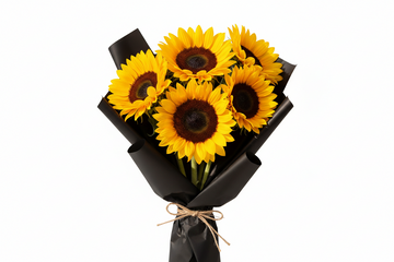 Fresh Sunflower Bouquet – Modern Black Wrap Design