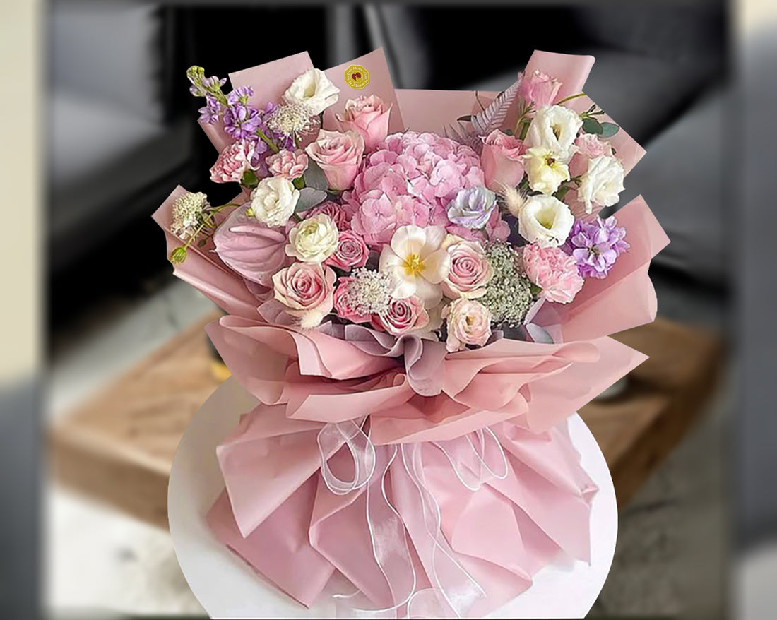 pink and white flower bouquet for Mother's Day